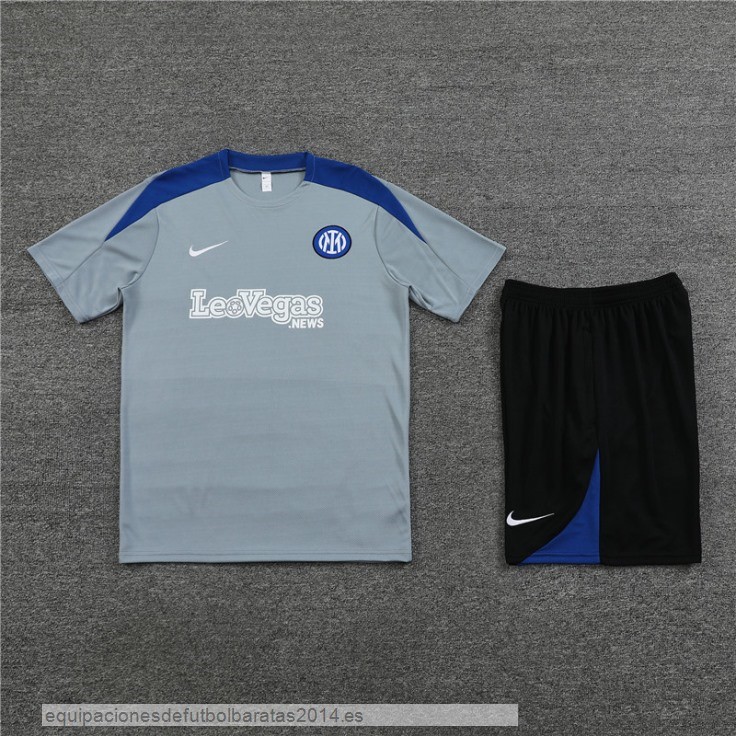 Nuevo Entrenamiento Conjunto Completo Niños Inter Milan 23/24 Gris Negro Azul Baratas